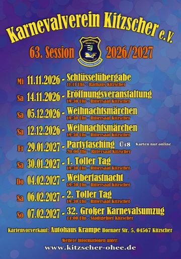 Karneval in Kitzscher – Termine stehen fest, Kartenvorverkauf geht los!